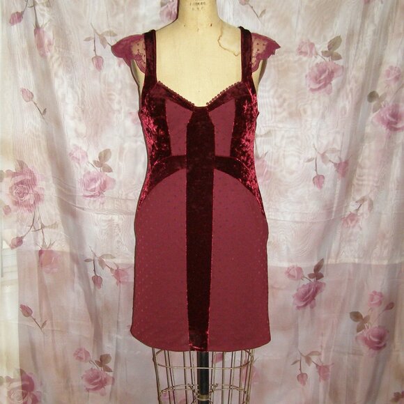 NWOT size L 8-10 Free People Madeline Velvet & Lace Dress - Picture 8 of 11